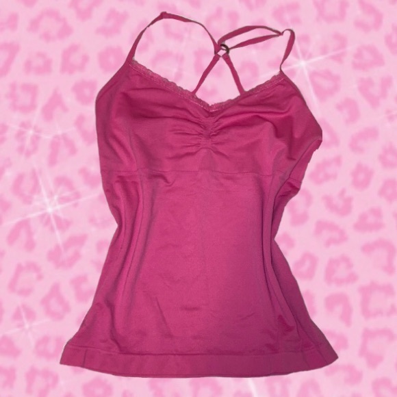 bebe Tops Y2k Vintage Hot Bright Pink Halter Lace Tank Top Poshmark